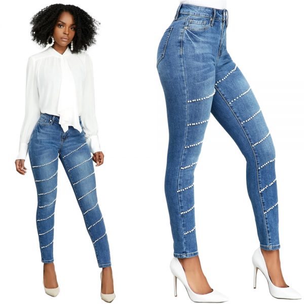 YHSG230 Sexy Women Skinny Jeans Rivet Pants Low Rise YH-SGasual Denim Jeans - Image 2