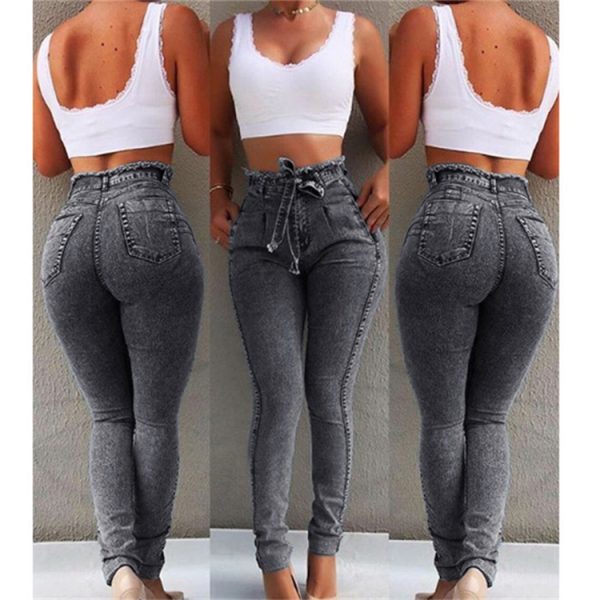 Women Denim High Waist Skinny Pant Skinny Pantalone Lady Femme Stretch Fringe Women Jeans - Image 3