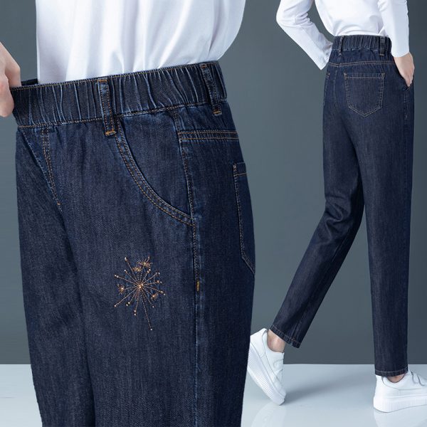 LOW MOQ elastic waist lady jeans loose pants women harem trousers - Image 2