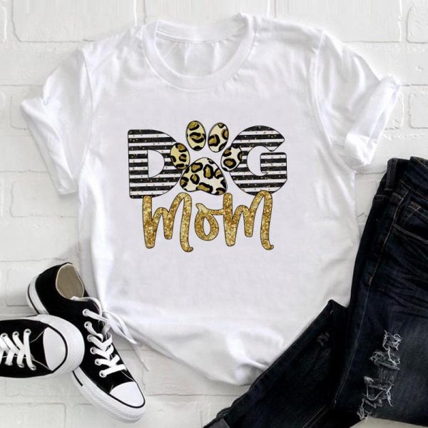 Wholesale Women Tshirt Summer Fashion Dog & Mom Printed White T Shirts Plus Size T-Shirts Ladies T Shirts - Image 6