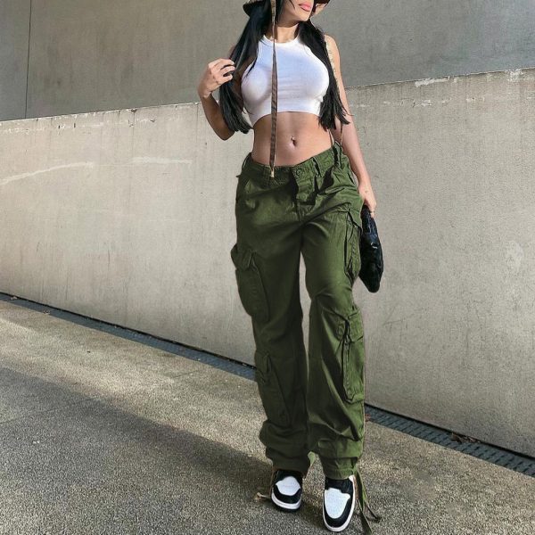 Women's Jeans Pant 90s Streetwear Pockets Wide Leg Cargo Pants High Waist Vintage Straight Denim Women Jean Trousers C14106 - Image 3