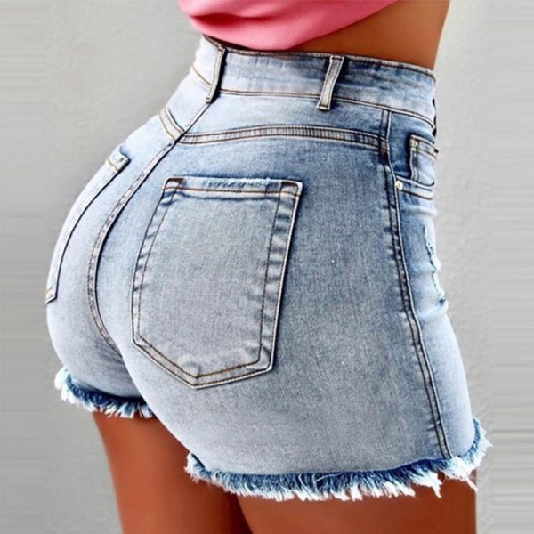 Wholesale Women Plus Size Pants & Jeans High Waist Stretch Super Short Jeans - Image 2