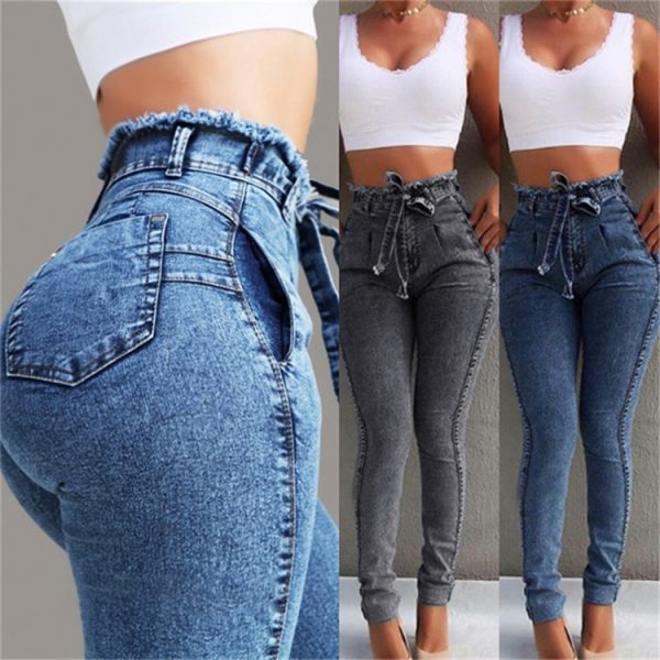 Women Denim High Waist Skinny Pant Skinny Pantalone Lady Femme Stretch Fringe Women Jeans - Image 6