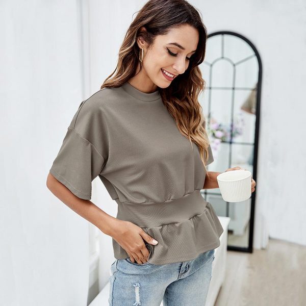 Custom Logo New Summer Fashion Temperament Bottoming Shirt Round Neck Short Sleeve Casual Women Pullover Slim Waist T Shirt