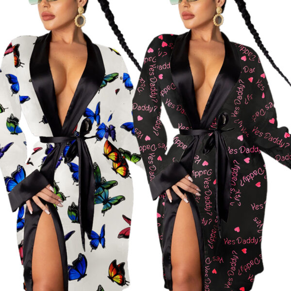 2022 designer silk satin sleepwear pajamas yes daddy bath towel robes for women - Image 6