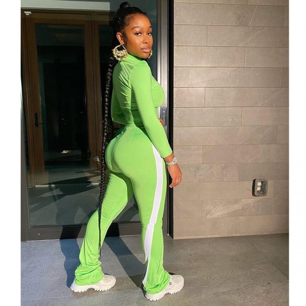 Hot Sale fit slim solid color women custom logo private two piece jogger wear fall set - Image 5