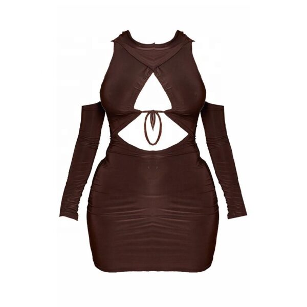 KKBEIER BR21Y1216 Spring and summer new women's eBay solid color cross tie sexy pleated Hip Wrap Dress - Image 3