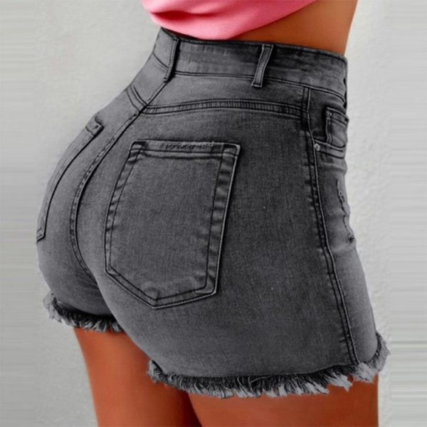 Wholesale Women Plus Size Pants & Jeans High Waist Stretch Super Short Jeans - Image 3