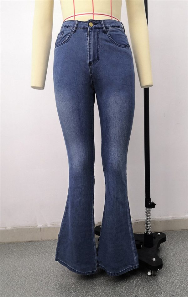 W7078-2021 trending high waisted jeans women trousers flare pants bell bottom jeans - Image 5