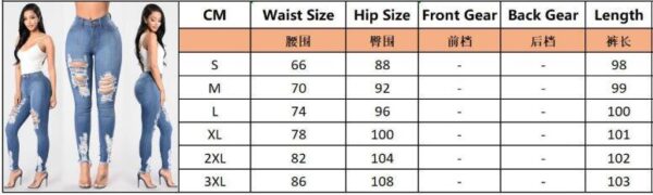 Wholesale Dark Blue Ladies Jean Women Destroyed Skinny Denim Jeans High Waist Women Pants C13269 - Image 4