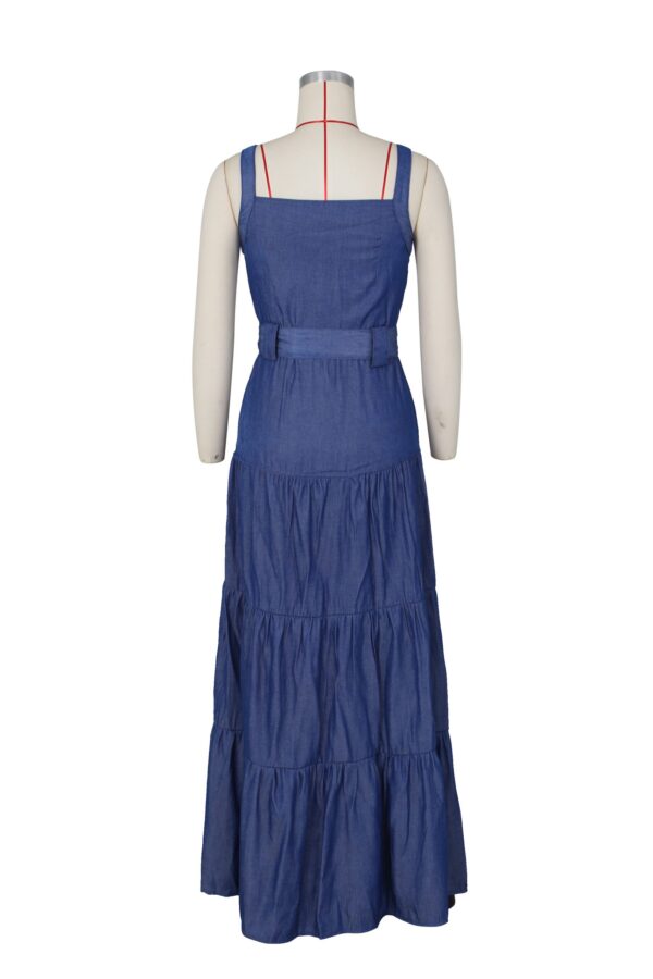 latest party dress designs for ladies 2022 summer casual dress long overall jean dress - Image 5