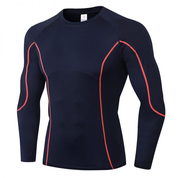 Men Fitness Sport T shirt Long Sleeve Tight Quick Dry Elastic Running Workout Sweat T-Shirt - Image 2