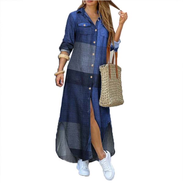 2022 spring and summer new style fashion shirt long skirt dress women dress shirts women