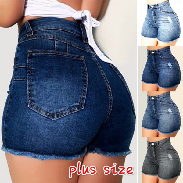 Drop Shipping S-3Xl Ripped High Waist Stretch Jean Short For Women Jeans Shorts Denim Women Denim Shorts