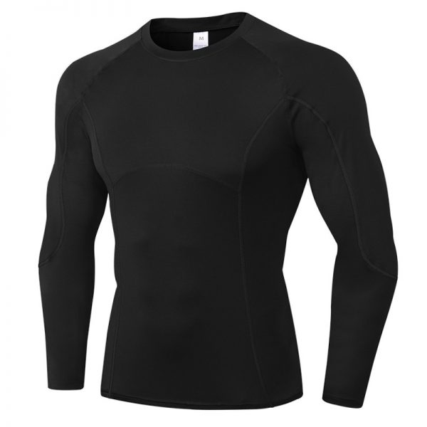 Men Fitness Sport T shirt Long Sleeve Tight Quick Dry Elastic Running Workout Sweat T-Shirt - Image 4