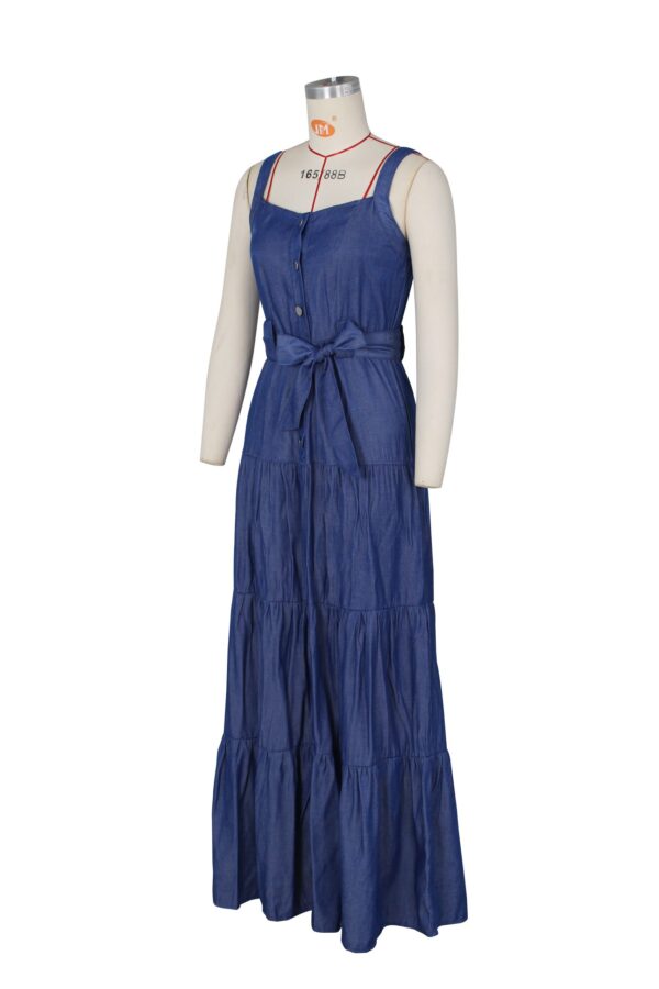 latest party dress designs for ladies 2022 summer casual dress long overall jean dress - Image 4