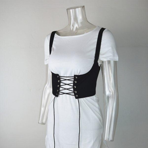 women waistcoat tightly Corset tape front tie back zipper women Corset tape summer top Y2K - Image 3