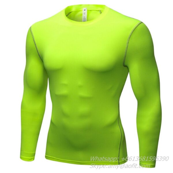 High Elastic Many colors Quick Drying T shirt Men Compression Shirt Sporting Long Sleeve clothing - Image 5