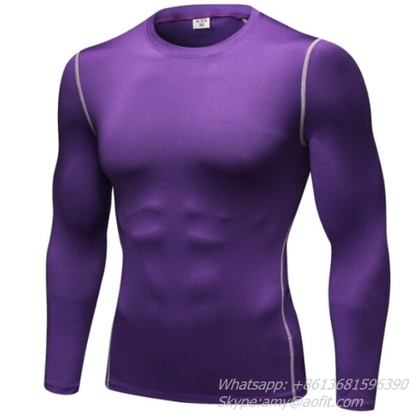 High Elastic Many colors Quick Drying T shirt Men Compression Shirt Sporting Long Sleeve clothing - Image 2