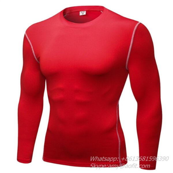 High Elastic Many colors Quick Drying T shirt Men Compression Shirt Sporting Long Sleeve clothing - Image 4