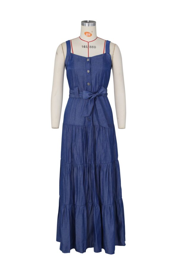 latest party dress designs for ladies 2022 summer casual dress long overall jean dress - Image 3