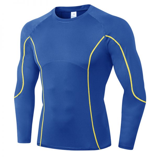 Men Fitness Sport T shirt Long Sleeve Tight Quick Dry Elastic Running Workout Sweat T-Shirt - Image 5