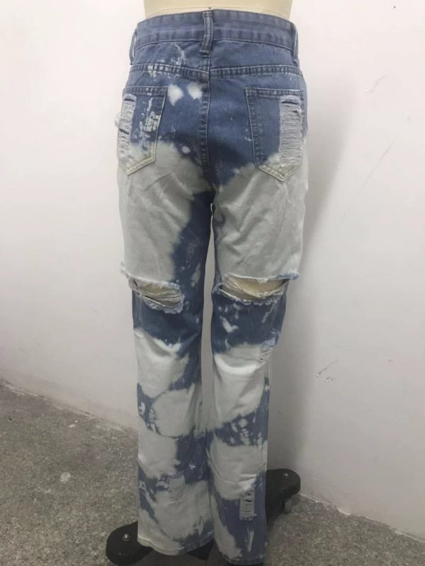 New design wholesale fashion tie-dye ripped washed denim loss casual mom women jeans 2020 - Image 5