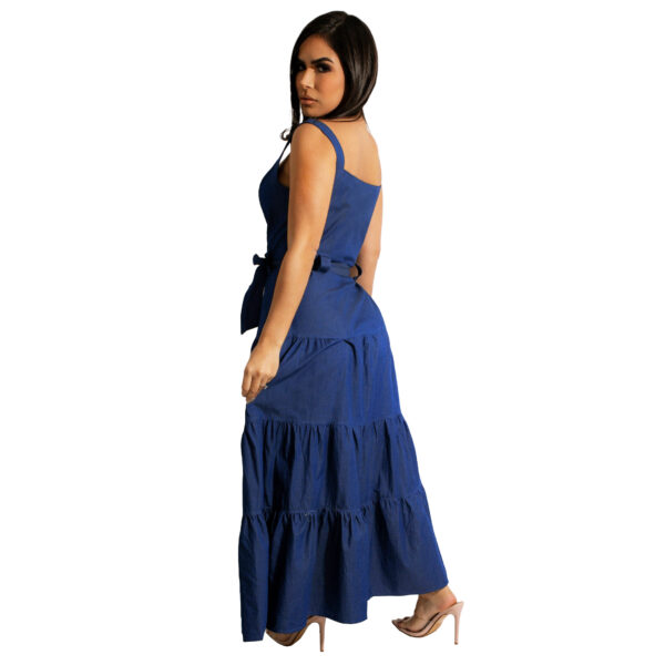 latest party dress designs for ladies 2022 summer casual dress long overall jean dress - Image 2