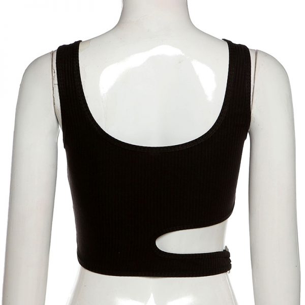 Summer women's new sleeveless U neck solid color tight fitting knitted tank tops - Image 5