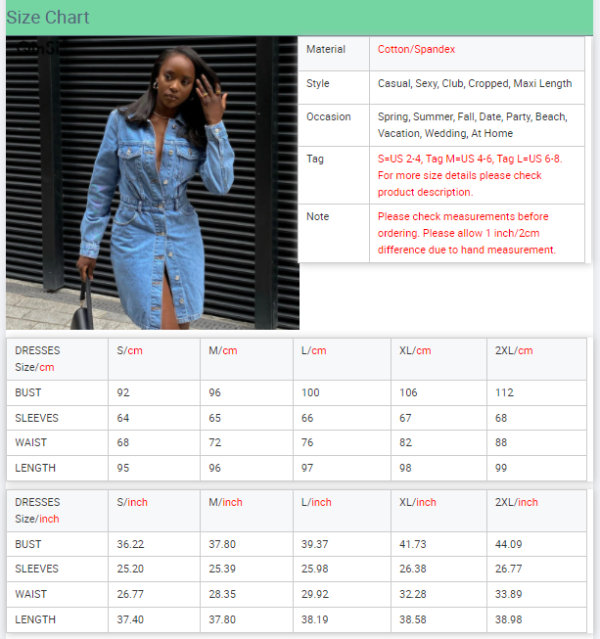 QINSI Single Breast Denim Windbreaker Coat High Street Fashion Sexy Sleeves Denim Pencil Dress Retro ins Women's Dresses - Image 5