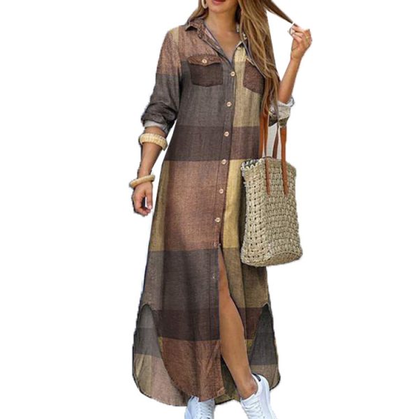 2022 spring and summer new style fashion shirt long skirt dress women dress shirts women - Image 4