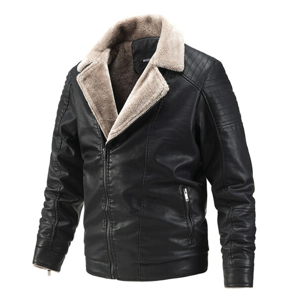 2022 foreign trade fall winter men fur integrated European and American coat motorcycle leather casual PU leather jacket