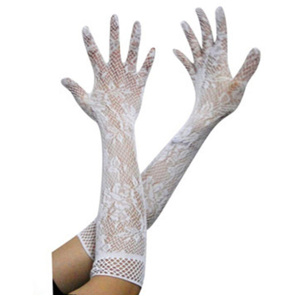 New Fashion Bridal Lace Wedding Long Sleeve Gloves Fingerless Transparent Hollow Out Mesh Gloves - Image 2