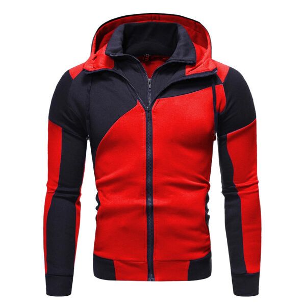 Chinese Custom Logo Winter 1 Piece Jackets For Men Personalized Color-blocking Double-layer Zipper Hooded Sports Jackets - Image 5