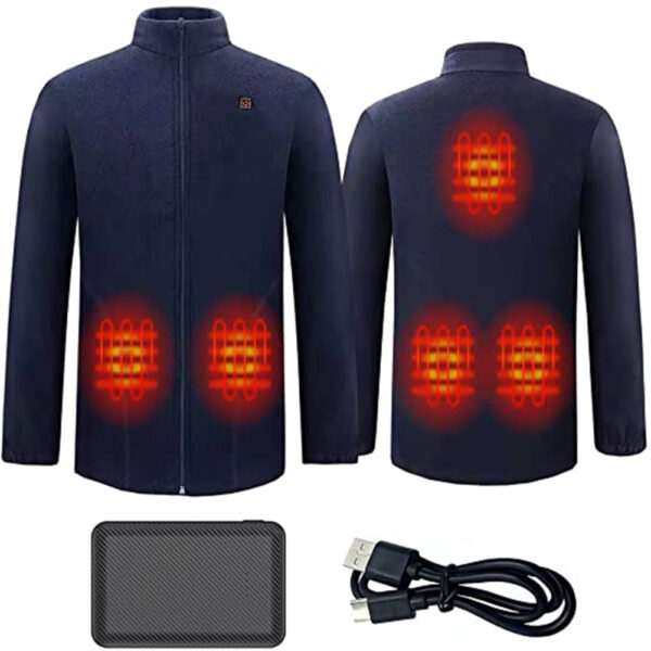 Sidiou Group Electric USB Heating Jacket For Women Men Polar Fleece Ski Heating Jacket Warm Stand Collar Heated Winter Jacket - Image 6