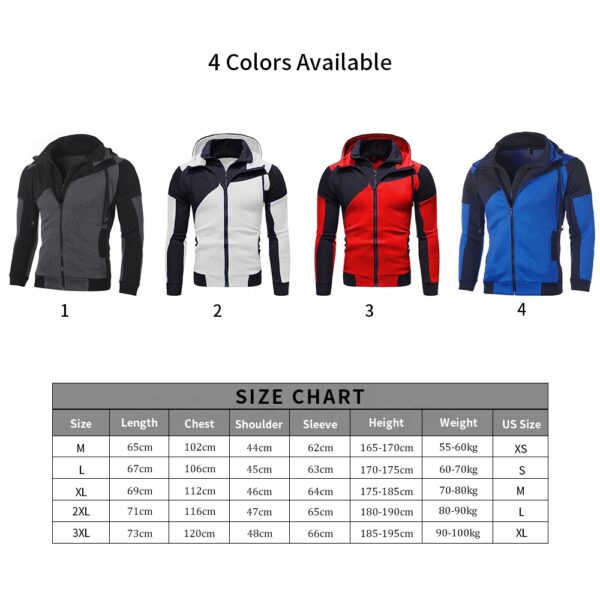 Chinese Custom Logo Winter 1 Piece Jackets For Men Personalized Color-blocking Double-layer Zipper Hooded Sports Jackets