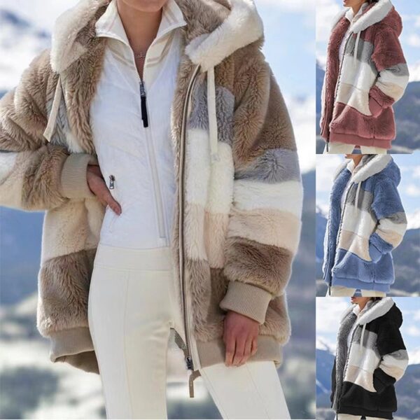 J&H fashion hot sale woman clothe 5XL plus size furr winter jacket long sleeve fleece coats long sleeve zipper hoodies