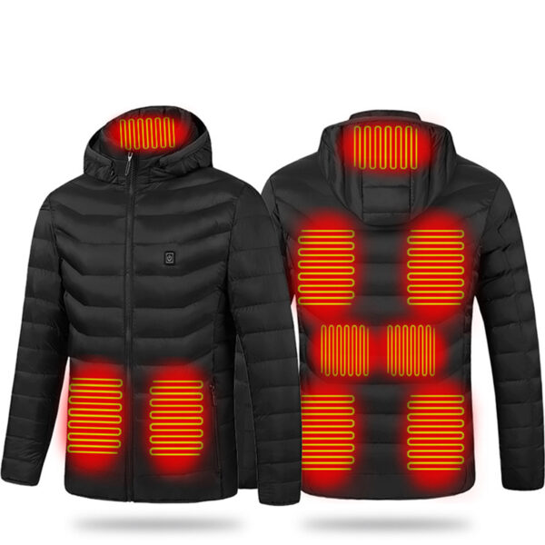 Winter Waterproof USB Rechargeable Smart Electric Heated Clothes Hoodie Coat Heated Jacket For Men - Image 5