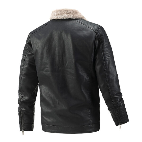 2022 foreign trade fall winter men fur integrated European and American coat motorcycle leather casual PU leather jacket - Image 3