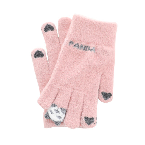 Winter Touch Screen Warm Gloves Ladies Cute Panda Jacquard Five-finger Winter Gloves For Women - Image 6