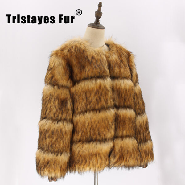 4 Pic New Fluffy Fur Coat Custom Winter Women Cloth Faux Fur Splicing Jackets Faux Fur Coat