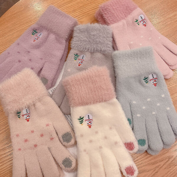 Wholesale High Quality Winter Warm Magic Touch Mobile Screen Gloves Christmas Tree Pattern Cute Candy Colors Gloves