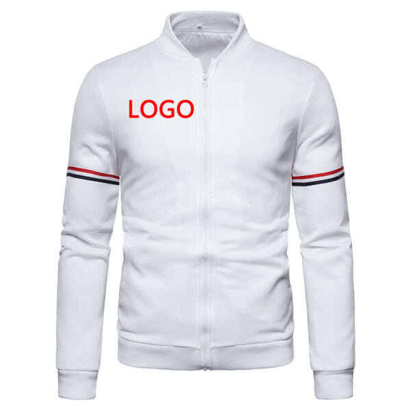 2021 Wholesale Oem Winter Fashion Custom Blank Zip Up Plus Size Windbreaker White And Black Bomber Jackets For Men - Image 4