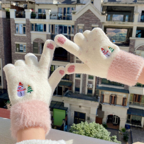 Wholesale High Quality Winter Warm Magic Touch Mobile Screen Gloves Christmas Tree Pattern Cute Candy Colors Gloves - Image 6