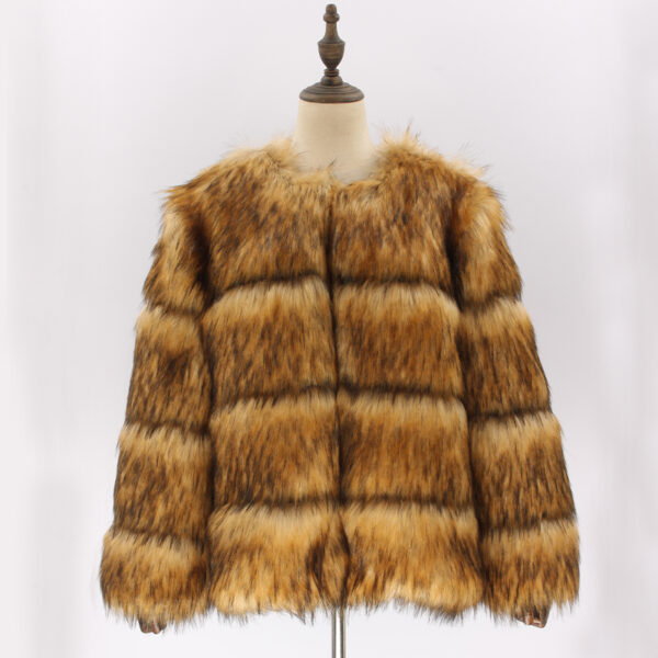 4 Pic New Fluffy Fur Coat Custom Winter Women Cloth Faux Fur Splicing Jackets Faux Fur Coat - Image 6