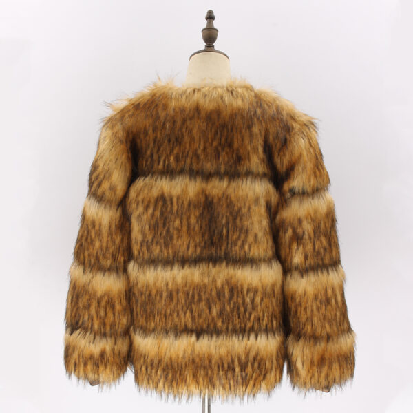 4 Pic New Fluffy Fur Coat Custom Winter Women Cloth Faux Fur Splicing Jackets Faux Fur Coat - Image 2