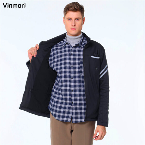 Wholesale VINMORI Women Men Waterproof Soft Polyester Rechargeable Battery Zipper Warm Jacket Motorcycle Heated Cloth For Winter - Image 2