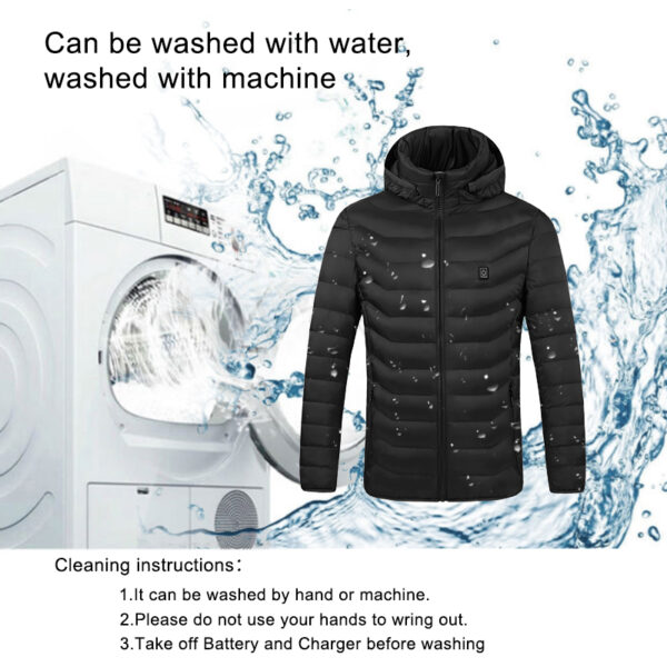 Winter Waterproof USB Rechargeable Smart Electric Heated Clothes Hoodie Coat Heated Jacket For Men - Image 3