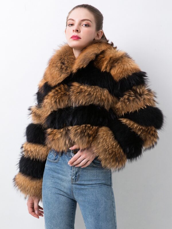 QIUCHEN QC20061 new arrival women coats real raccoon fur jacket natural fur coat winter luxury fur clothe - Image 4