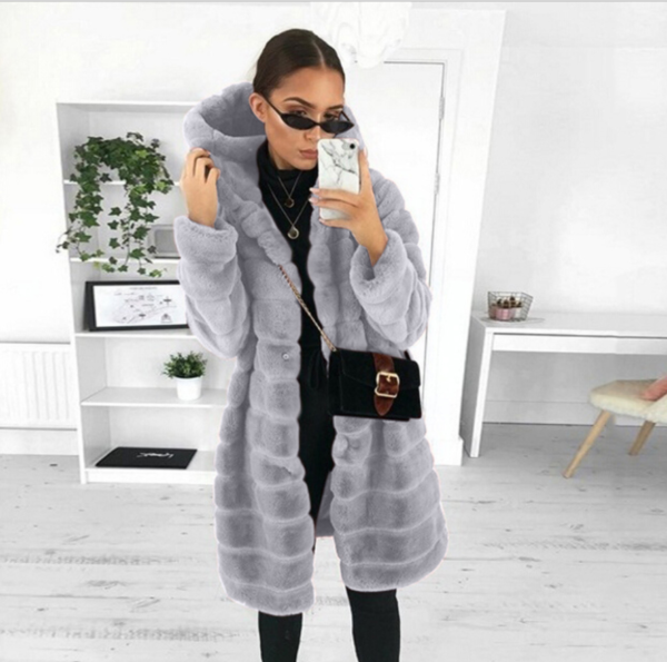 Oversize Winter Warm Outfits X Long Coats For Ladies fake faux fur Cloths With Hood Women Faux Fur Coat For Ladies - Image 2